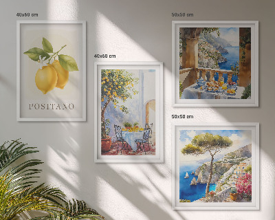 Set tablouri gata de agățat Vederi ale arhitecturii cu lămâi din Positano