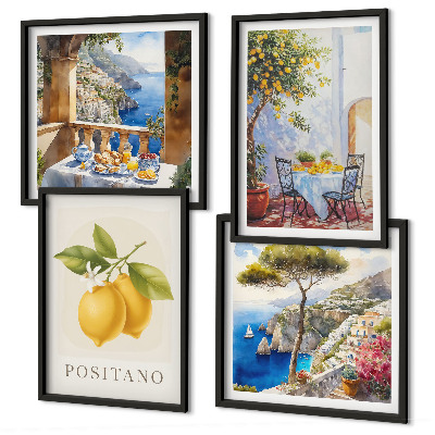 Set tablouri gata de agățat Vederi ale arhitecturii cu lămâi din Positano