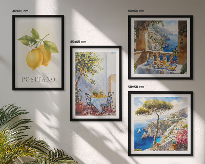 Set tablouri gata de agățat Vederi ale arhitecturii cu lămâi din Positano