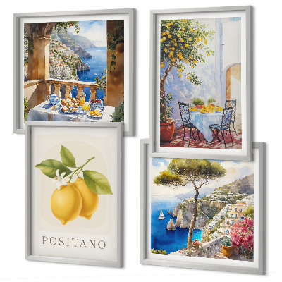 Set tablouri gata de agățat Vederi ale arhitecturii cu lămâi din Positano