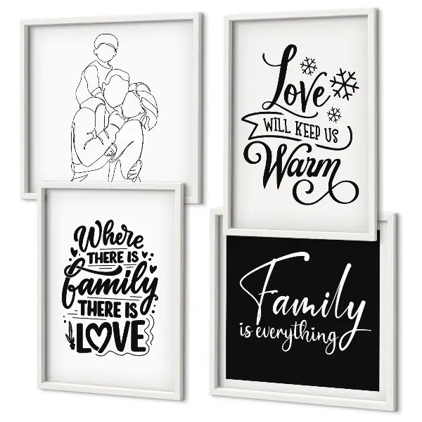 Set de tablouri gata de agățat cu tematică despre familie, dragoste, căldură și acasă