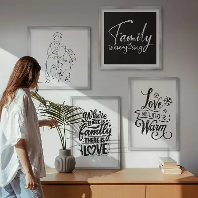 Set de tablouri gata de agățat cu tematică despre familie, dragoste, căldură și acasă