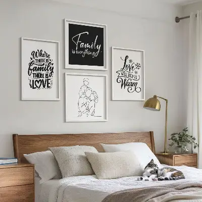 Set de tablouri gata de agățat cu tematică despre familie, dragoste, căldură și acasă