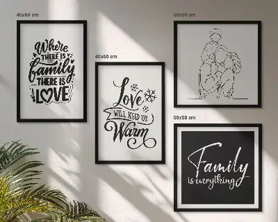 Set de tablouri gata de agățat cu tematică despre familie, dragoste, căldură și acasă