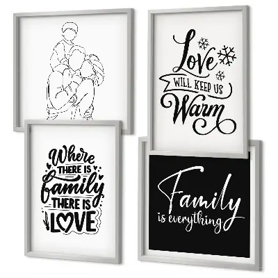 Set de tablouri gata de agățat cu tematică despre familie, dragoste, căldură și acasă