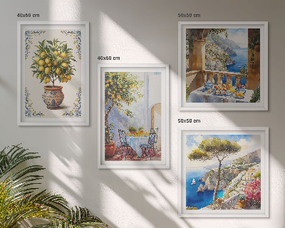 Compoziție de tablouri pentru perete Masă cu lămâi de mare