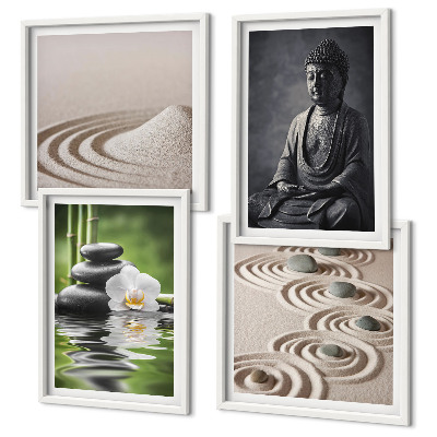 Compoziție de tablouri pentru perete Buddha relaxant pe plajă