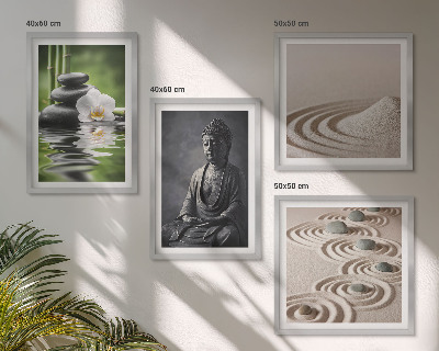 Compoziție de tablouri pentru perete Buddha relaxant pe plajă