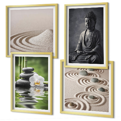 Compoziție de tablouri pentru perete Buddha relaxant pe plajă