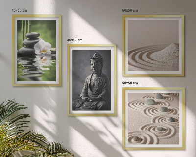 Compoziție de tablouri pentru perete Buddha relaxant pe plajă