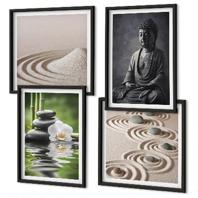 Compoziție de tablouri pentru perete Buddha relaxant pe plajă