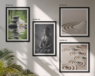 Compoziție de tablouri pentru perete Buddha relaxant pe plajă