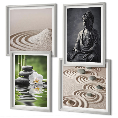 Compoziție de tablouri pentru perete Buddha relaxant pe plajă