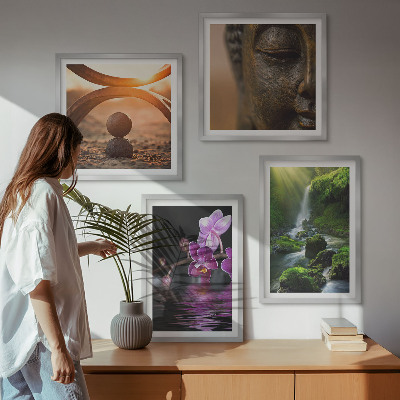 Set tablouri gata de agățat Flori în apa cascadei Buddha