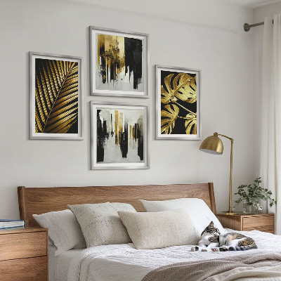 Compoziție de tablouri pentru perete Frunze de palmier Monstera abstracte