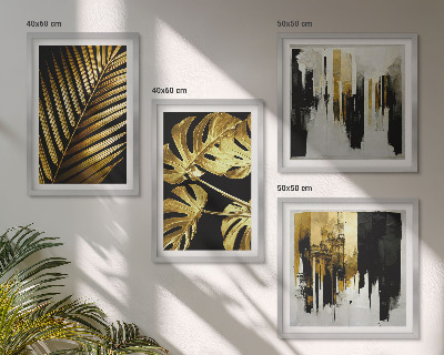 Compoziție de tablouri pentru perete Frunze de palmier Monstera abstracte