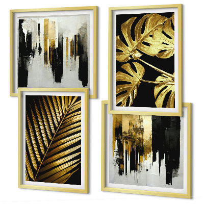 Compoziție de tablouri pentru perete Frunze de palmier Monstera abstracte