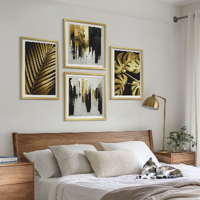 Compoziție de tablouri pentru perete Frunze de palmier Monstera abstracte