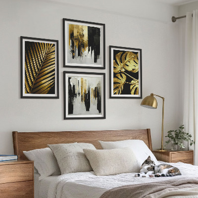 Compoziție de tablouri pentru perete Frunze de palmier Monstera abstracte