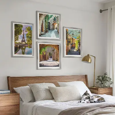 Set de tablouri Arhitectura străzilor Turnului Eiffel gata de agățat