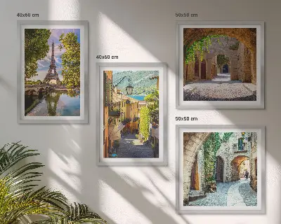 Set de tablouri Arhitectura străzilor Turnului Eiffel gata de agățat