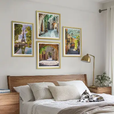 Set de tablouri Arhitectura străzilor Turnului Eiffel gata de agățat