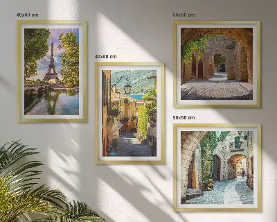 Set de tablouri Arhitectura străzilor Turnului Eiffel gata de agățat