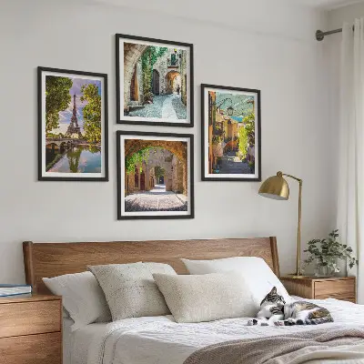 Set de tablouri Arhitectura străzilor Turnului Eiffel gata de agățat
