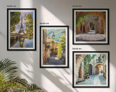 Set de tablouri Arhitectura străzilor Turnului Eiffel gata de agățat