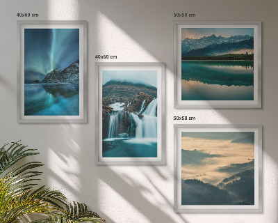 Compoziție de tablouri pentru perete Peisaje de iarnă, cascade, aurore boreale