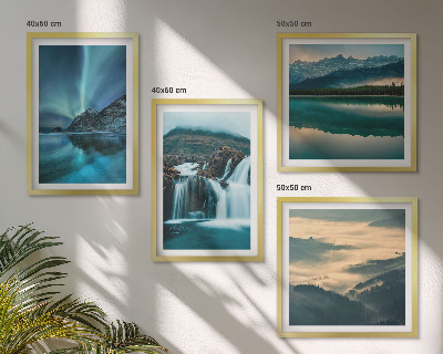 Compoziție de tablouri pentru perete Peisaje de iarnă, cascade, aurore boreale