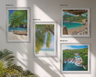 Set tablouri gata de agățat Plajă, barcă, cascade, palmieri