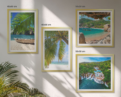 Set tablouri gata de agățat Plajă, barcă, cascade, palmieri