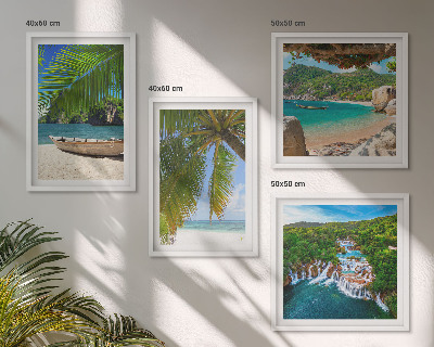 Set tablouri gata de agățat Plajă, barcă, cascade, palmieri