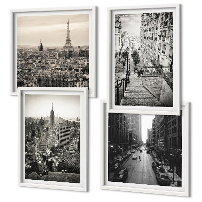 Compoziție de tablouri pentru perete Vederi Paris New York scări