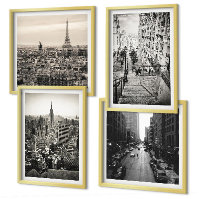 Compoziție de tablouri pentru perete Vederi Paris New York scări