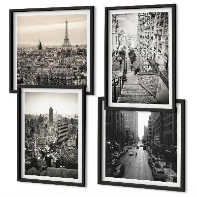 Compoziție de tablouri pentru perete Vederi Paris New York scări