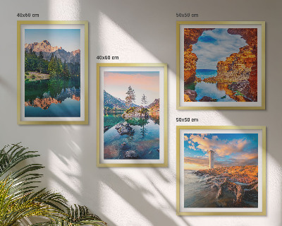 Compoziție de tablouri pentru perete Lacurile de munte reflectă stâncile