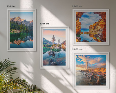 Compoziție de tablouri pentru perete Lacurile de munte reflectă stâncile