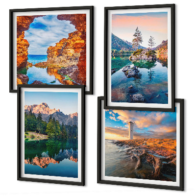 Compoziție de tablouri pentru perete Lacurile de munte reflectă stâncile