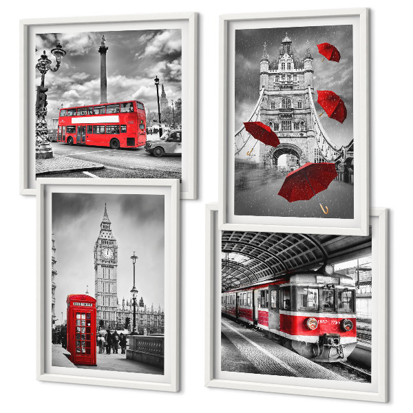 Set tablouri gata de agățat Red Accents Londra