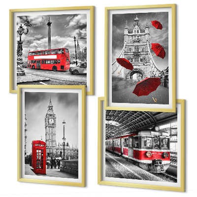 Set tablouri gata de agățat Red Accents Londra