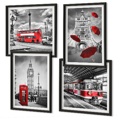 Set tablouri gata de agățat Red Accents Londra