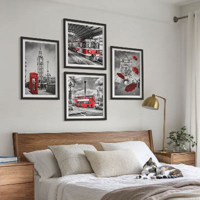 Set tablouri gata de agățat Red Accents Londra