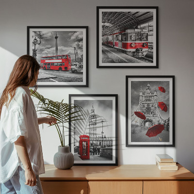 Set tablouri gata de agățat Red Accents Londra