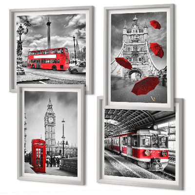 Set tablouri gata de agățat Red Accents Londra