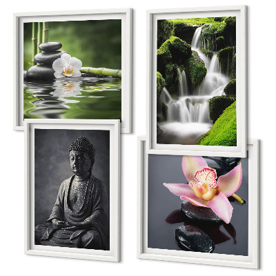 Set tablouri gata de agățat Picturi ZEN cu pietre de apă Buddha