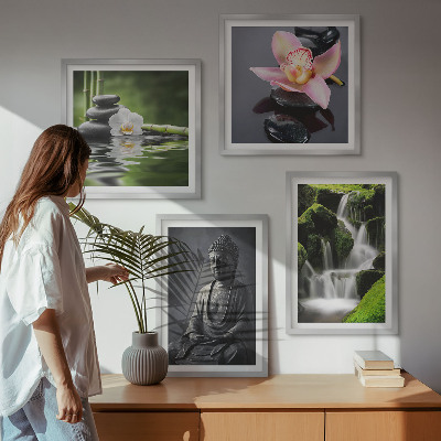 Set tablouri gata de agățat Picturi ZEN cu pietre de apă Buddha
