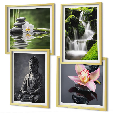 Set tablouri gata de agățat Picturi ZEN cu pietre de apă Buddha