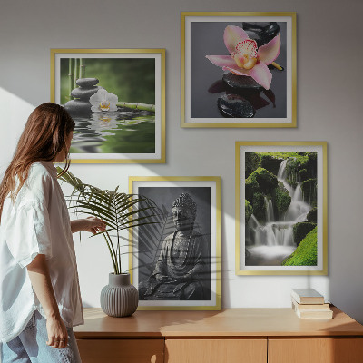 Set tablouri gata de agățat Picturi ZEN cu pietre de apă Buddha